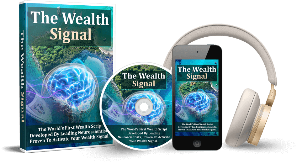 The Wealth Signal audio program with book, CD, mobile app, and headphones designed to support money mindset and financial awareness